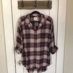 Distressed oversized flannel